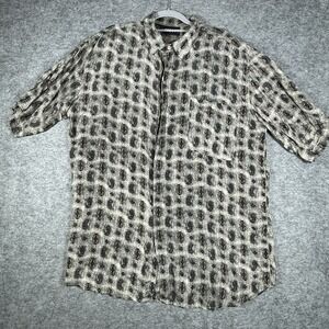 Vintage Colore Italia Shirt Men Large 100% Silk Short Sleeve Button Up